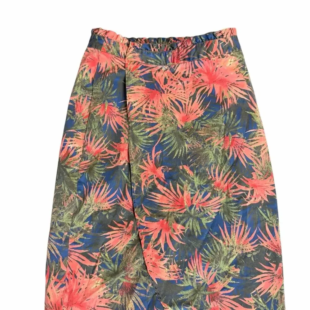 Kut From the Kloth Tropical Print Large Slit Midi Skirt Size Medium